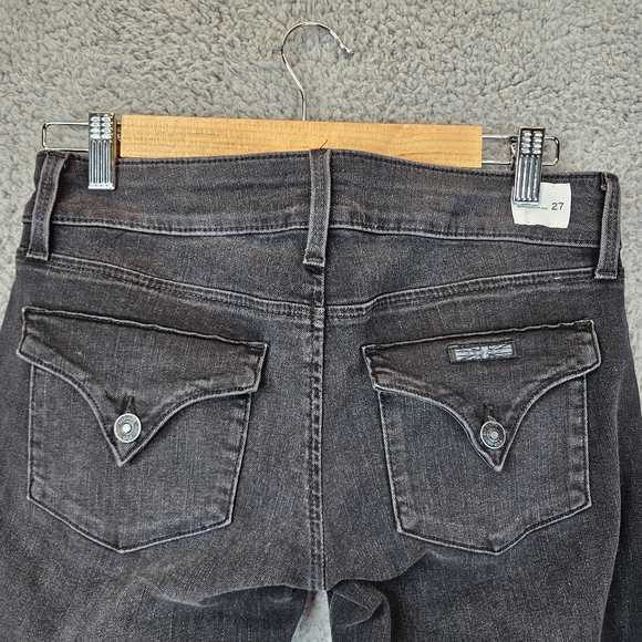 Hudson Womens Collin Midrise Bootcut Cropped Raw Hem Black Jean Sz 27 Distressed - Picture 7 of 12
